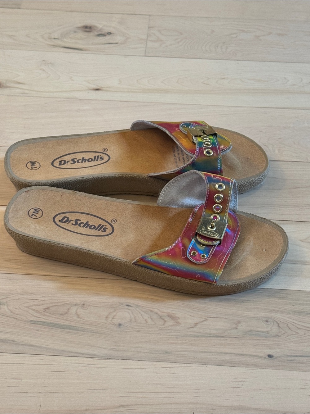 Vintage Dr. Scholl's exercise sandals holographic iridescent-90s-Y2K-Size 7-Rare